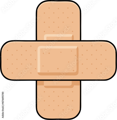 Plaster Bandage Cross First Aid Icon Clean Flat Vector Illustration