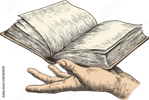 Open book held by a hand