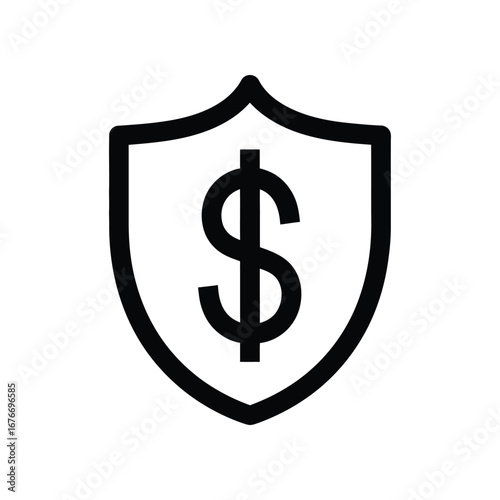 Financial Protection: A clean and simple graphic of a shield with a dollar sign, symbolizing financial security and investment, it evokes trust, reliability, and the safeguarding of assets.