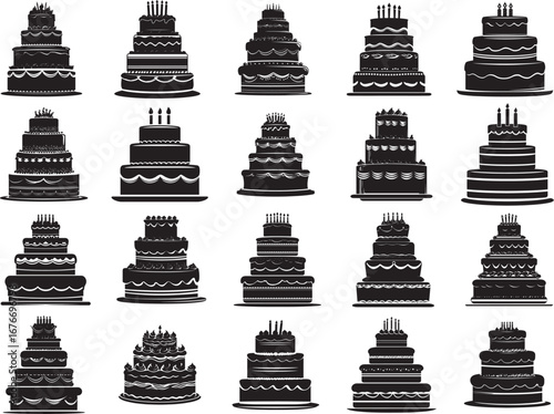 Multi Layered Cake Silhouette Clipart