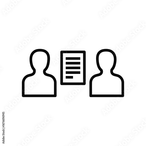 Consultation: A simple, yet elegant outline image depicts two figures engaged in consultation around a document. This illustration represents communication and collaboration.