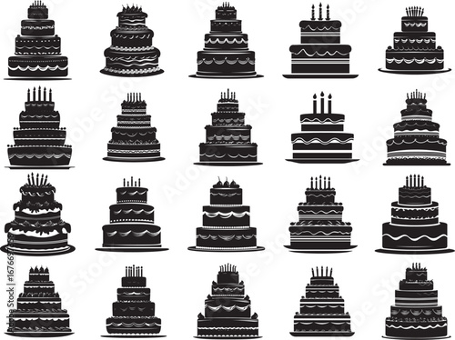Multi Layered Cake Silhouette Clipart