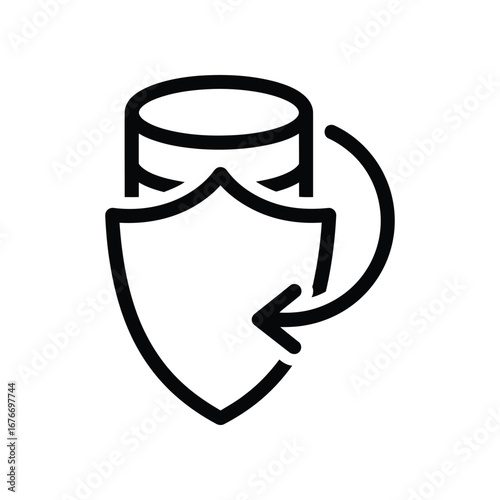 Digital Data Security Icon: A minimalist icon representing digital data security. It features a shield, symbolizing protection.