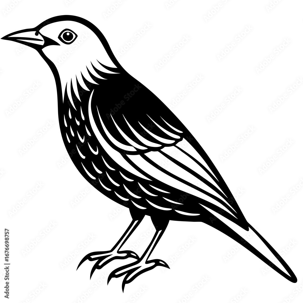 Obraz premium Starling line art vector