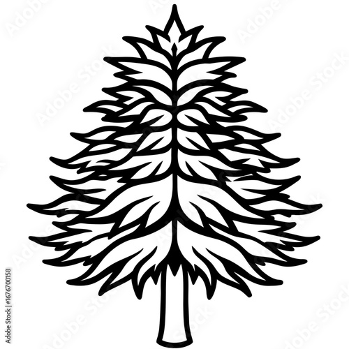 Monkey‑puzzle Tree line art vector