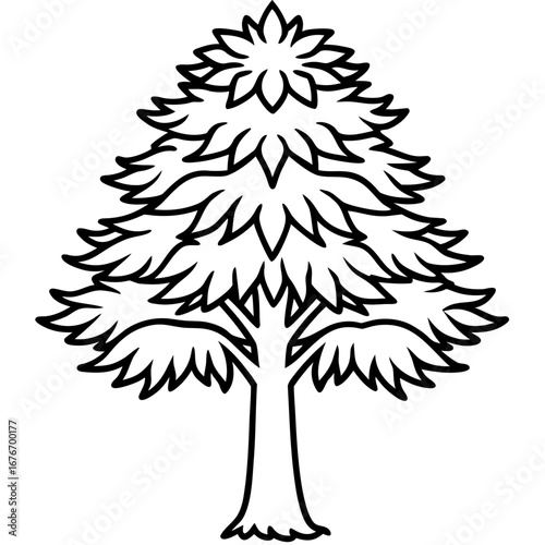 Monkey‑puzzle Tree line art vector