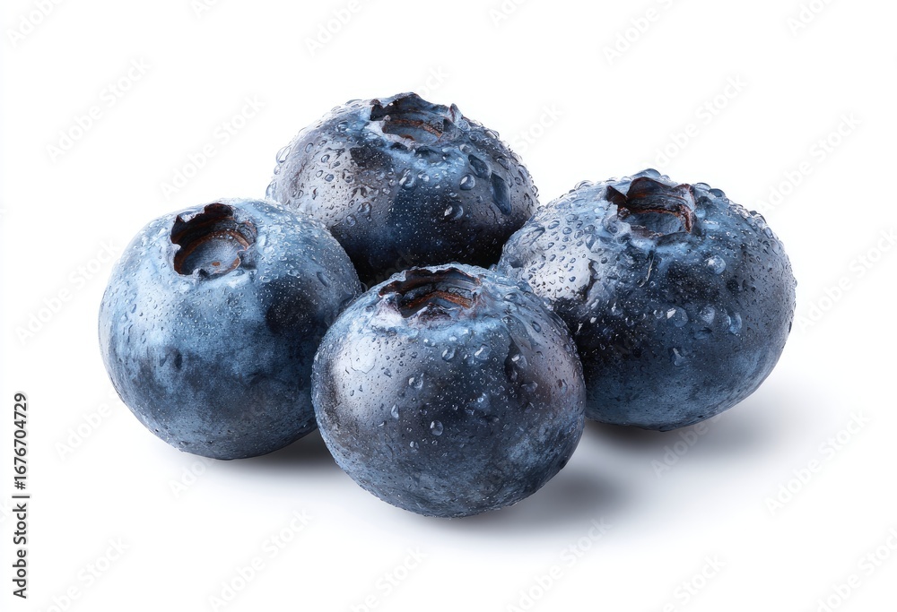 Obraz premium Close-up of fresh blueberries, slightly overlapping, covered in water droplets