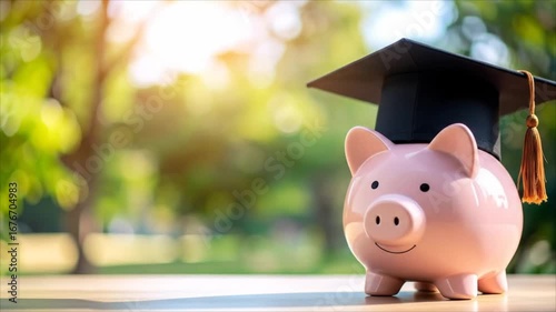 Graduation savings piggy bank