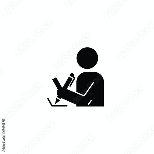 Icon of a person writing on paper with a pen.