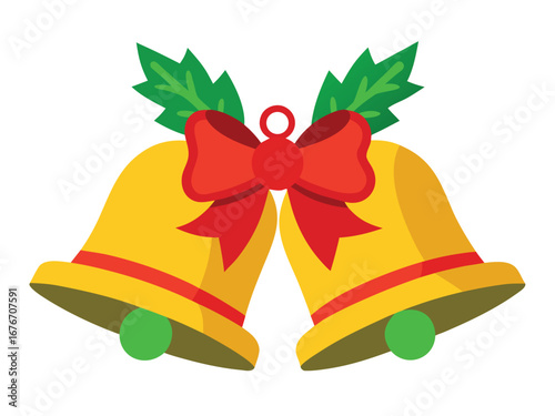 Christmas Bell vector Illustration isolated on white background