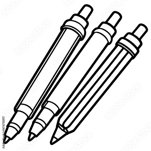 Gel Pen Set line art vector