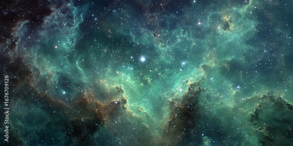 Fototapeta premium High resulation image of sky galaxy outer space nebula, thousand stars and green galaxy combination with various fractal ideas.