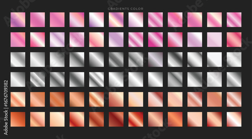 Metallic gradient. Metal effect. Green color set. Dark and light blue palette. Holographic background template for screen, mobile, banner, label, tag. Chromium car texture and Pantone.