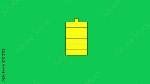 Dynamic battery indicator showing partial charge, signaling power status and energy levels for digital interfaces and technology concepts.