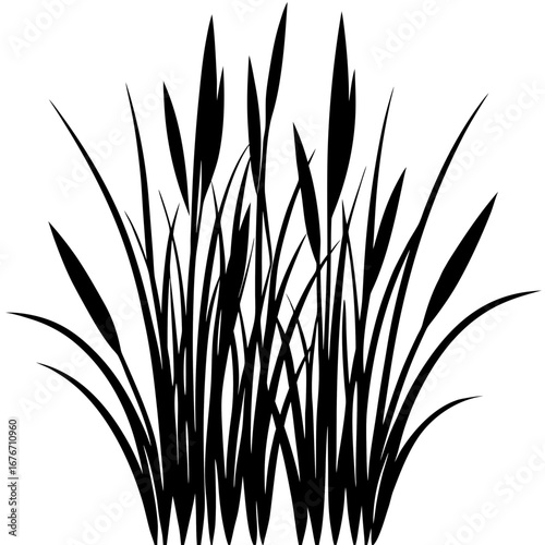 Gras vector silhouette black design white background