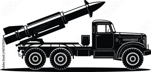 Military Missile Truck Vector Illustration Army Weapon Vehicle Design.