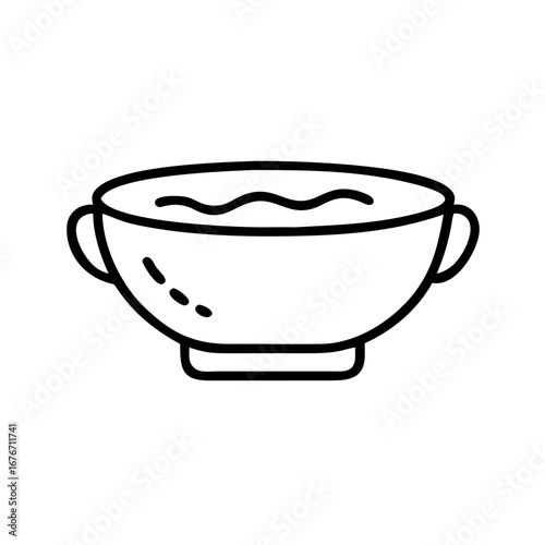 Outline of a bowl of soup in minimalistic design  