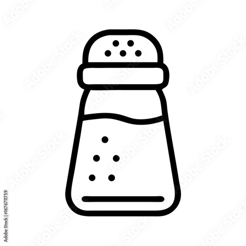 Salt shaker icon in minimalist line style for culinary use  