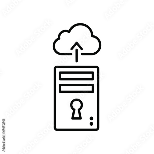 Cloud Server Connection: A simplified graphic illustration of a server linked with a cloud, symbolizing data transfer and online storage. The image conveys modern concepts in IT.