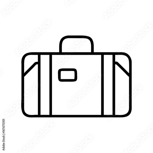 Icon of a suitcase in simple line art style for travel concepts  