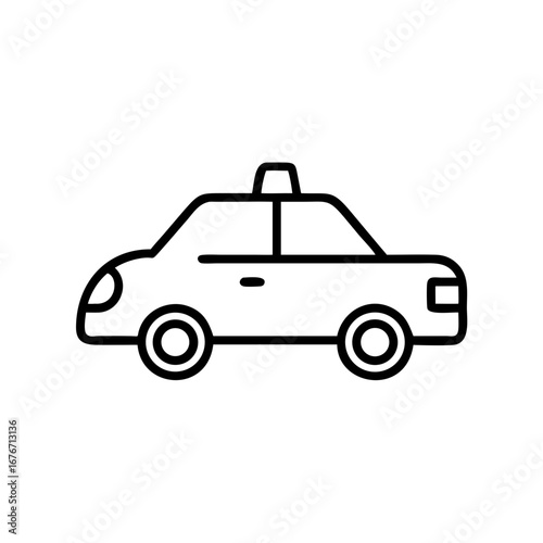 Line art of a taxi cab with a light on top  