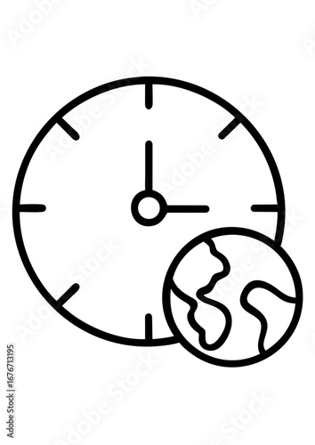 World clock icon depicting time with globe design  