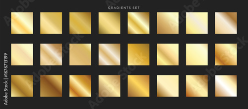 Metallic gradient. Metal effect. Golden color set. Dark and light blue palette. Holographic background template for screen, mobile, banner, label, tag. Chromium car texture and Pantone.