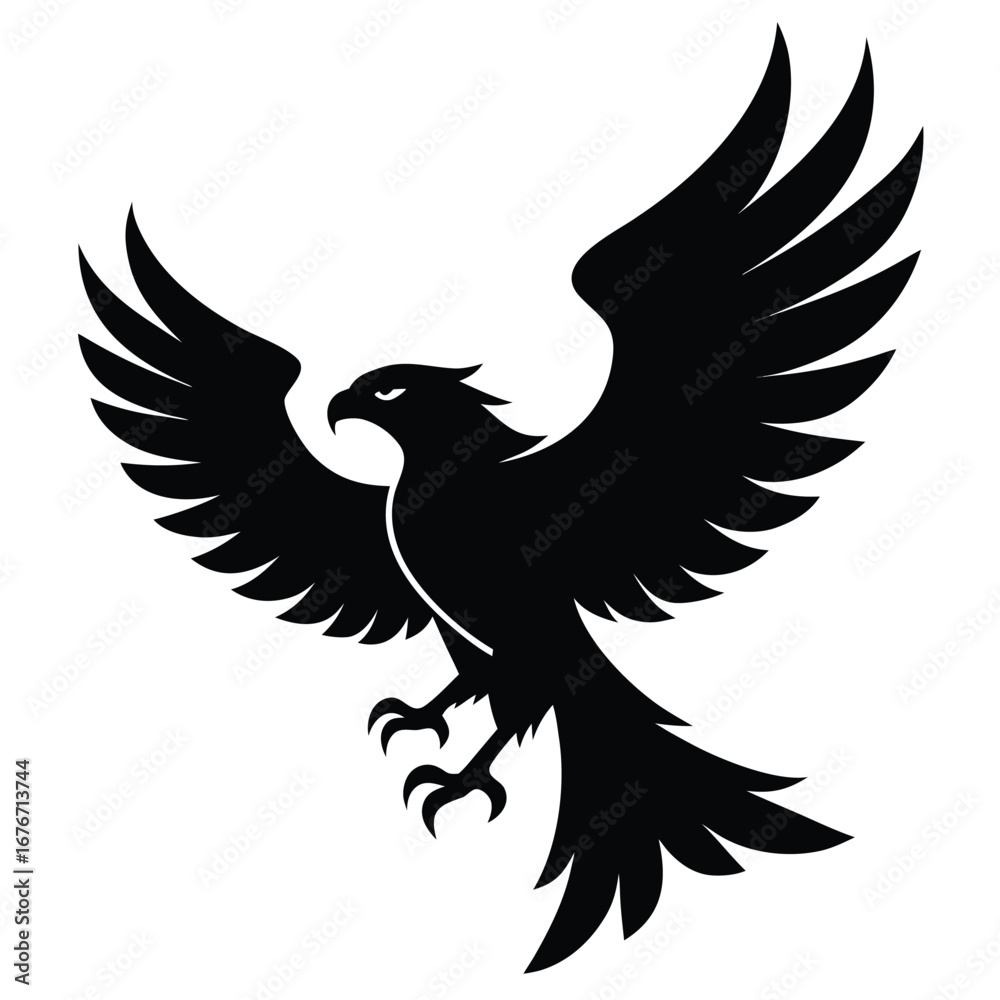 Fototapeta premium Black eagle illustration silhouette