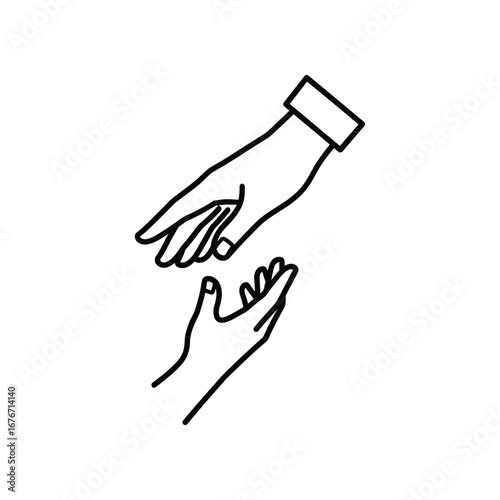 Hand of Assistance: An abstract illustration, depicts the simple yet profound act of offering aid or seeking help, where one hand reaches out to another, in a moment of solidarity.