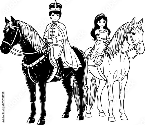 Prince and Princess Riding Horses