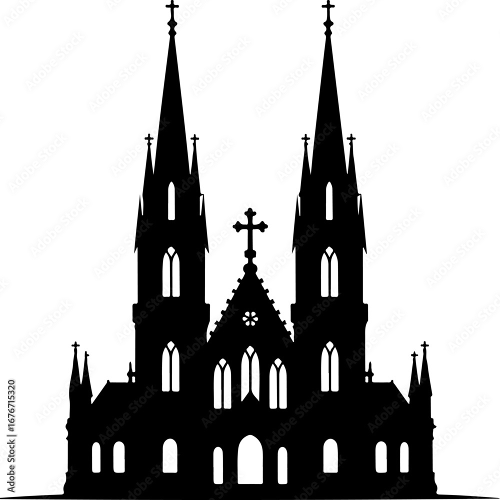 Fototapeta premium church silhouette vector illustration
