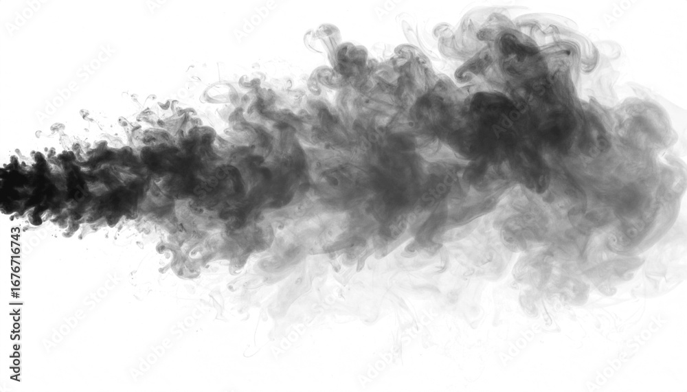 Fototapeta premium PNG black smoke cascading like a waterfall, symbolizing flow, abundance, and graceful motion, ideal for abstract art, fantasy effects, and creative digital designs.