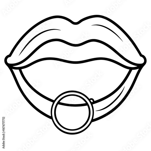 Lip Ring line art vector