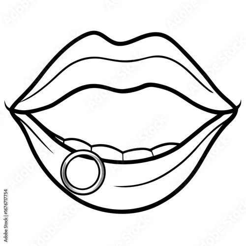 Lip Ring line art vector