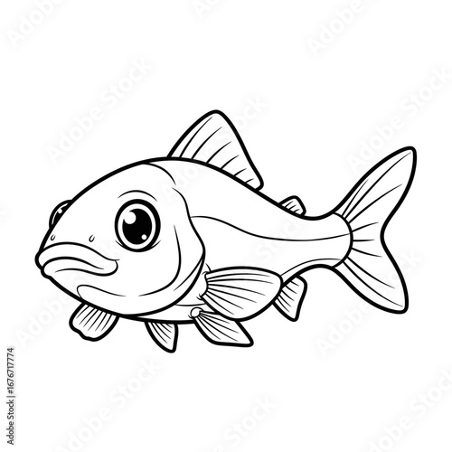 Playful Anime Style African Minnow Coloring Page Outline Fun Learning Activity for Kids