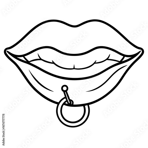 Lip Ring line art vector