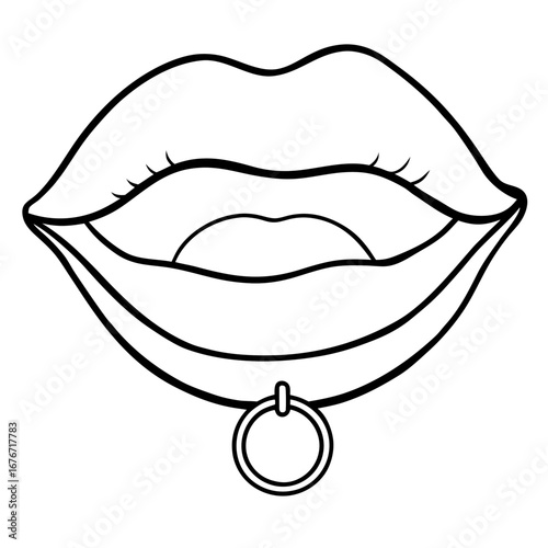 Lip Ring line art vector