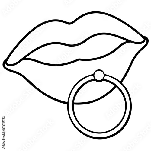 Lip Ring line art vector
