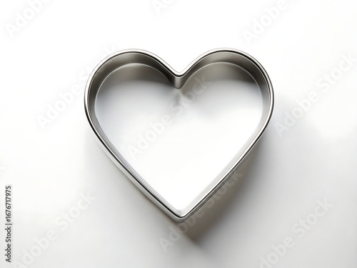 Heart shaped cookie cutter isolated on white background, a symbol of love and valentines day