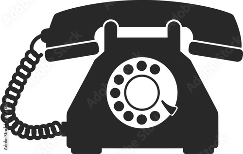 rotary phone icon. This icon depicts an old-style telephone with a slotted dial for dialing numbers, known as a rotary phone.