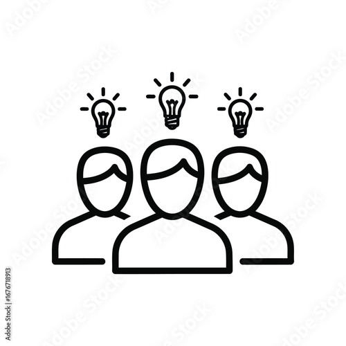 Brainstorming Brilliance: The collective ingenuity of individuals shines brightly, symbolized by luminous light bulbs, representing the birth of innovative ideas and solutions.