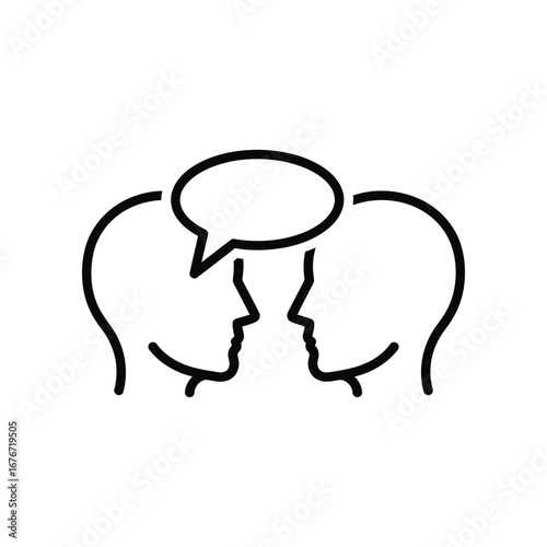 Dialogue of Minds: A simplistic yet potent illustration that captures the essence of interpersonal communication through minimal lines. conveying the art of dialogue and exchange of ideas.