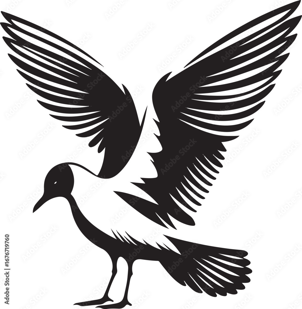 Obraz premium vector illustration of a flying bird