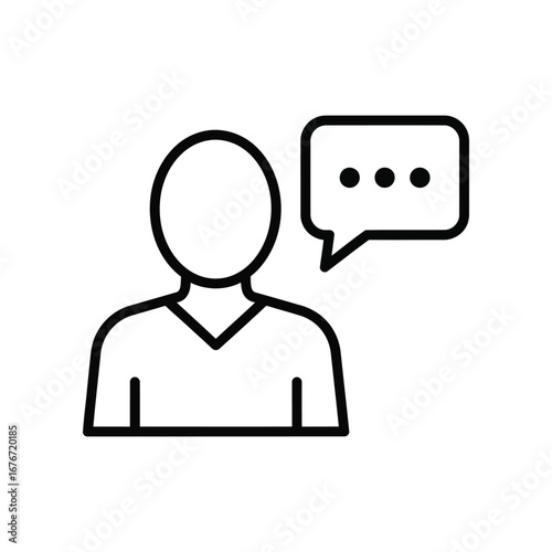 Conversation Icon: A simple graphic portrays a person engaged in dialogue, symbolizing communication and discussion