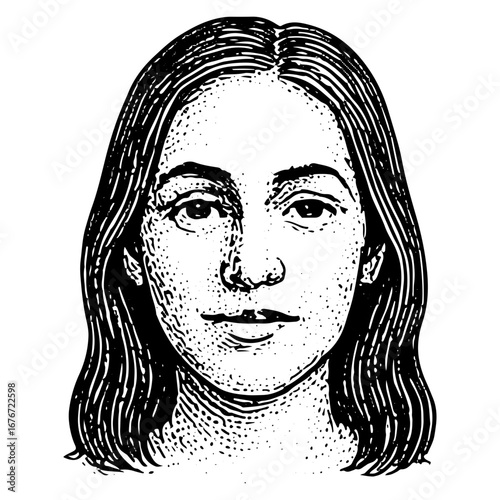 Calm Female Face Sketch with Serene Expression