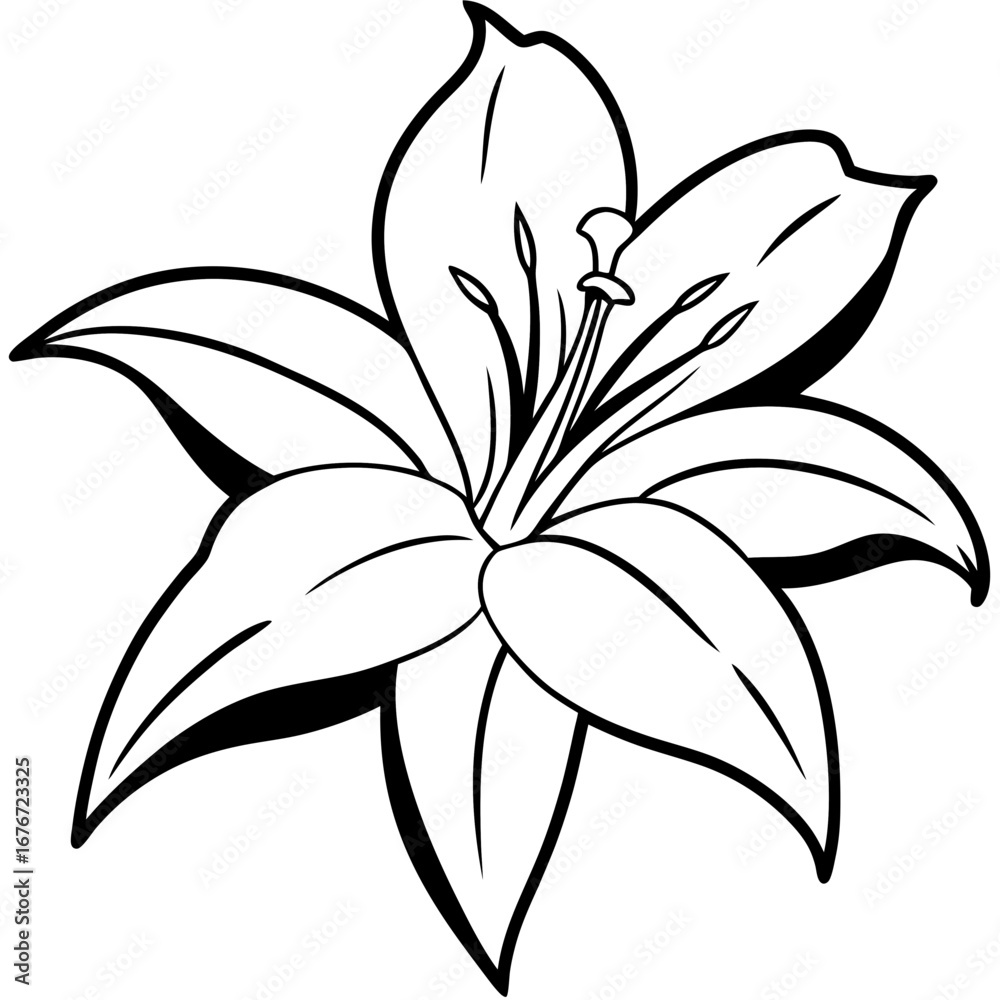 Obraz premium Lily line art vector