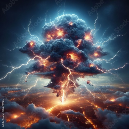 Conditions Powerful positive cloud to ground lightning stroke in