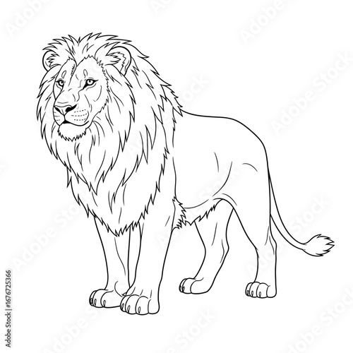 Mighty Anime Style Asiatic Lion Coloring Page Outline Fun Educational Animal Activity