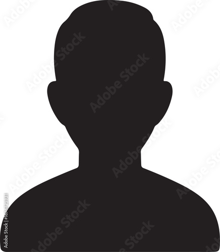 Silhouette head and shoulders profile of a person anonymous user avatar icon graphic