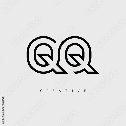 QQ Creative Letter Logo – Minimal Line Monogram in Black Outline for Modern Branding Identity Design.